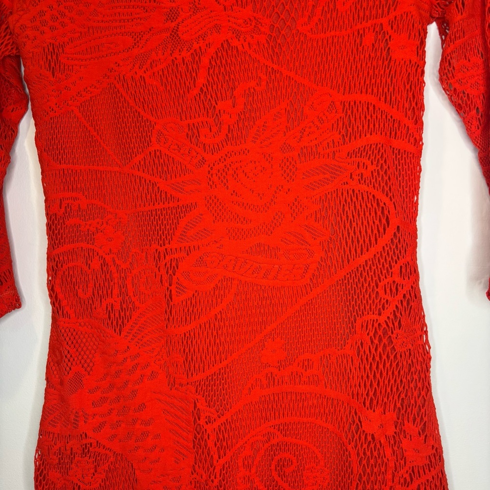 Vintage Jean Paul Gaultier Soleil Red Lace Dress size large - Picture 10 of 10
